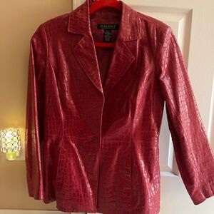 Embossed Leather Crocodile Blazer